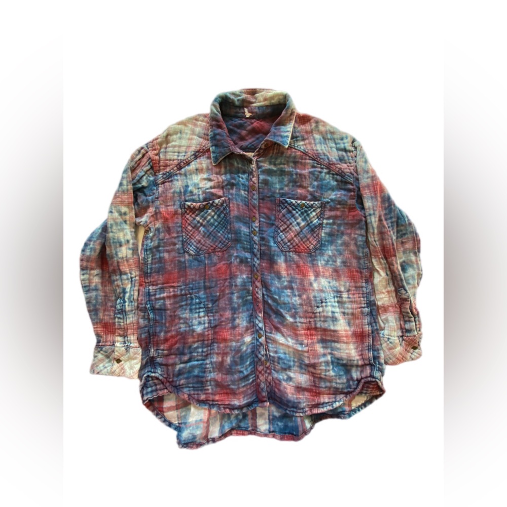 Free People Plaid Double Dip Button
Down Shacket large - Picture 6 of 16